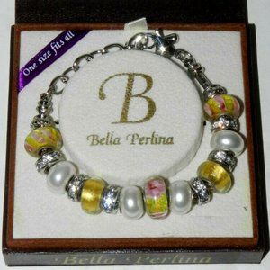 Bella Perlina Butterfly & Rose Charm Bracelet